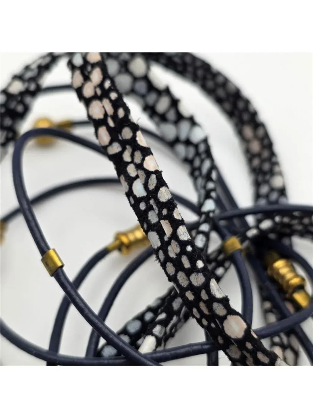 Sara Designs New York Champagne Crystal Leather Multi Strand Wrap Bracelet